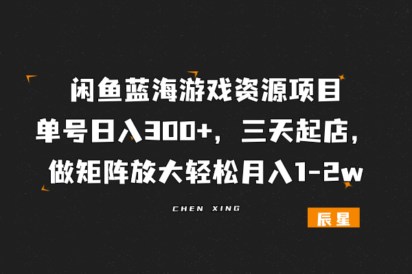 图片[1]-闲鱼，蓝海游戏资源项目，单号日入300+，三天起店，做矩阵放大轻松月入1-2w-辰星