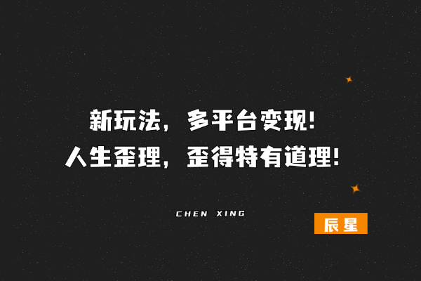 新玩法，多平台变现！人生歪理，歪得特别有道理~-辰星