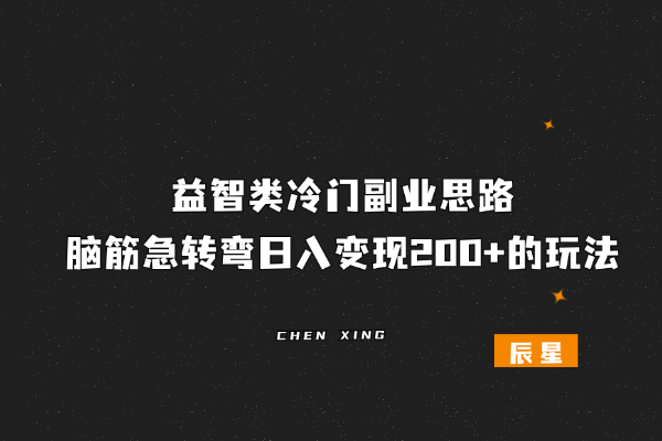 益智类冷门副业思路，脑筋急转弯日入变现200+的玩法-辰星